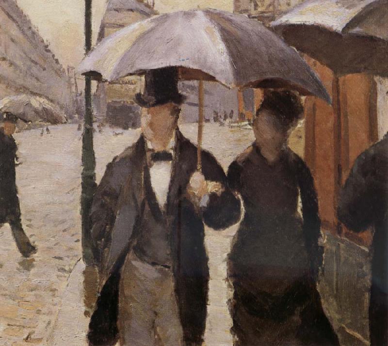 Gustave Caillebotte Detail of Rainy day in Paris France oil painting art